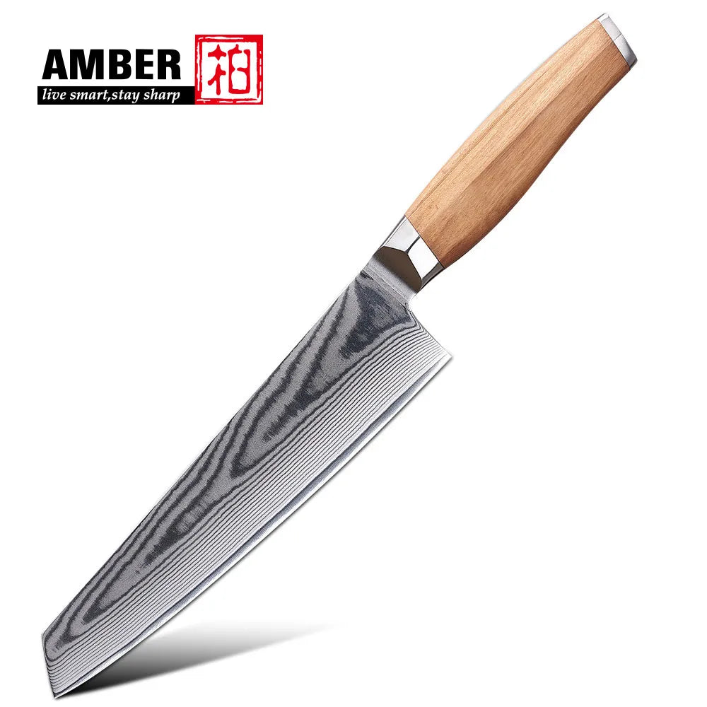 High Quality 67layers Vg10 Damascus Knife Set Olive Wood Handle Kitchen Knife Set with Magnetic Stand