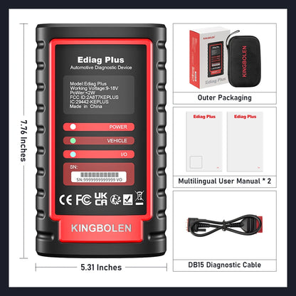 2025 KINGBOLEN Ediag Plus CAN-FD Protocol All System 16+ Reset Functions ECU Coding Active Test Bidirection Control