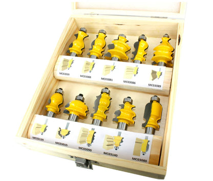 Kits012 10pcs Architectural Molding Router Bit Set - 8mm 12mm 12inch Line Knife Woodworking Cutter Tenon Cutter for Woodworking