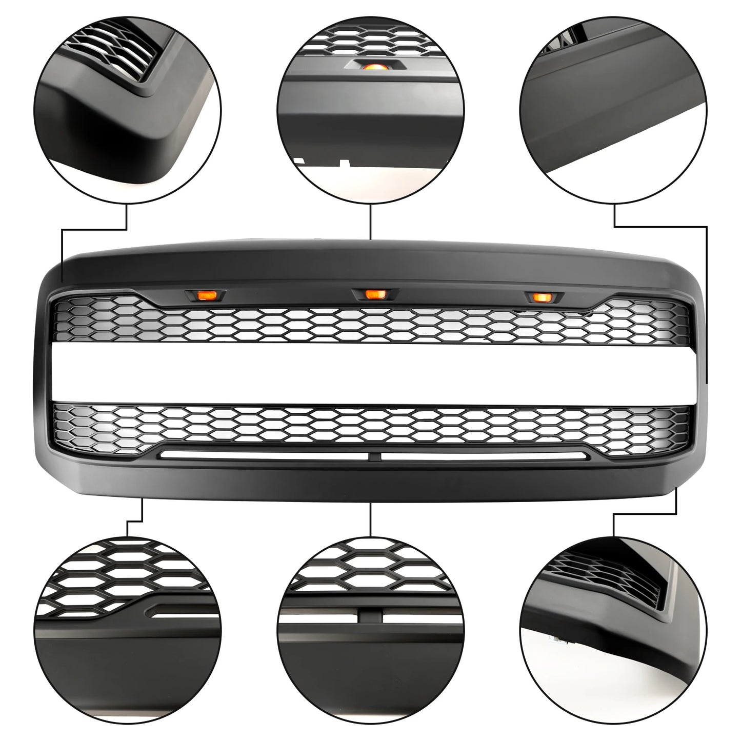 Front Bumper Grill Grille W/ LED for Ford F250 F350 2005 2006 2007 Super Duty With Letter