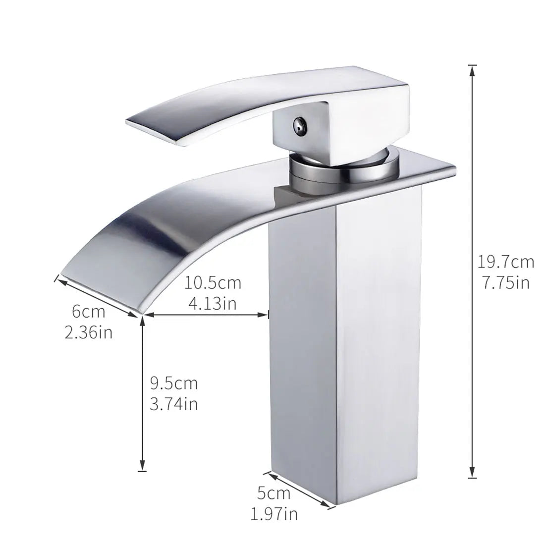 Modern Bathroom Single Handle Basin Mixer Brushed Aluminum Sink Waterfall Single Hole New Contemporary Ceramic Bath Room