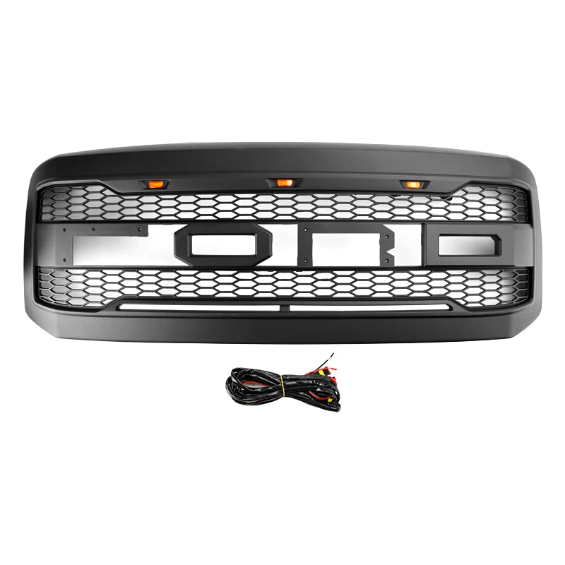 Front Bumper Grill Grille W/ LED for Ford F250 F350 2005 2006 2007 Super Duty With Letter