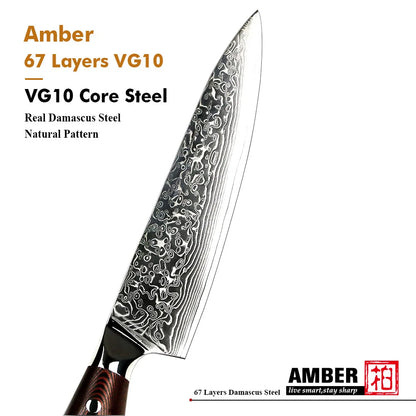 7 Pcs Professional 67 Layers Damascus VG 10 Steel Kitchen Knives Knife Set