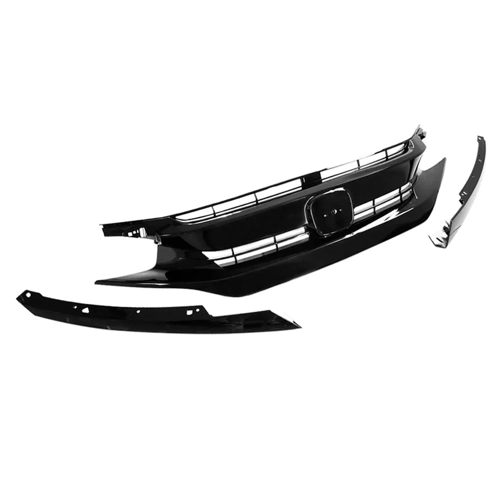 OEM Black Front Grille for 16-18 Honda Civic Sedan/Hatchback Origin Quality