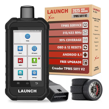 2025 LAUNCH X431 Creader 5011 V2 TPMS Tool TPMS Sensor (315+433MHz) Read/Activate/Relearn/Reset Scanner Tool Lifetime Free