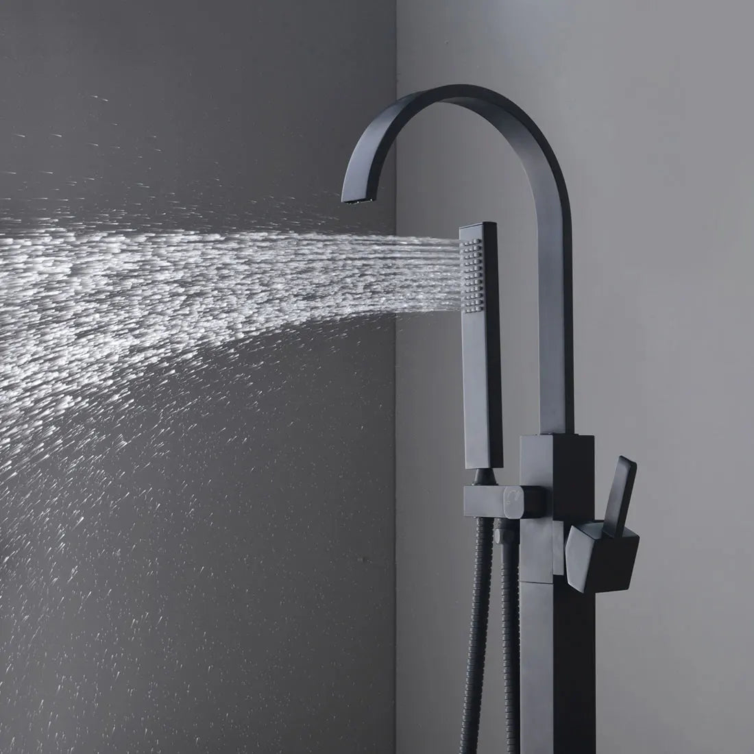 Matte Black Stand Bathtub Luxury Bathroom Free Floor Standing Bathtub Faucet Mixer Shower Design Brass Modern Outer Carton Box