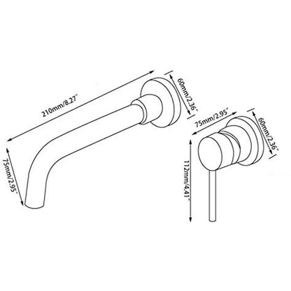 Wall Mounted Hot Cold Water Supply Matt Black Finish Brass Single Handle Wash Basin Mixer