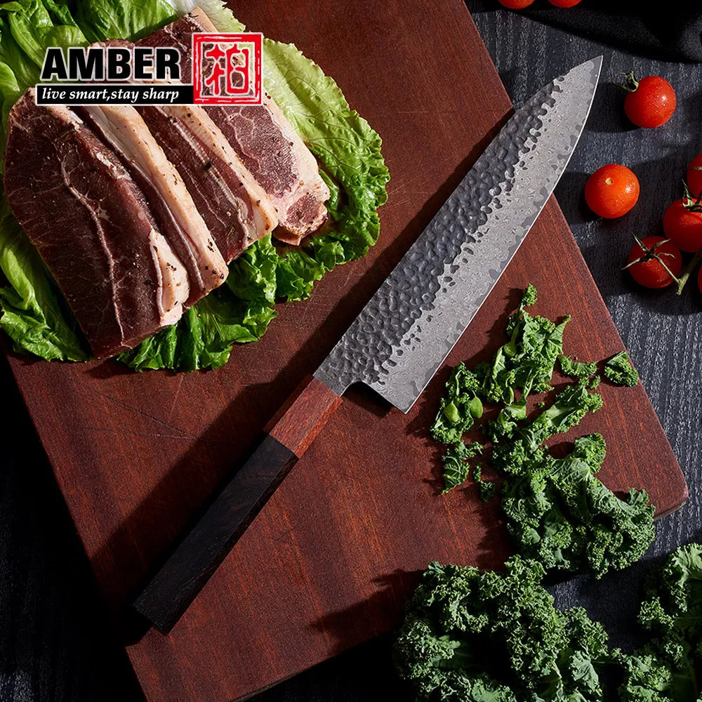 8inch Double Edge Sharp Thin Craftsman 67 Layers Vg10 Damascus Steel Honsuki Japanese Kitchen Knives with Wooden Handle