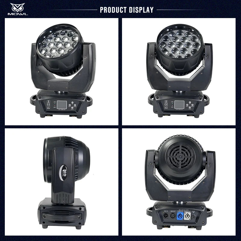 USA American Warehouse Free Shipping 19x15w RGBW 4in1 DMX Zoom Wash LED Moving Head Light