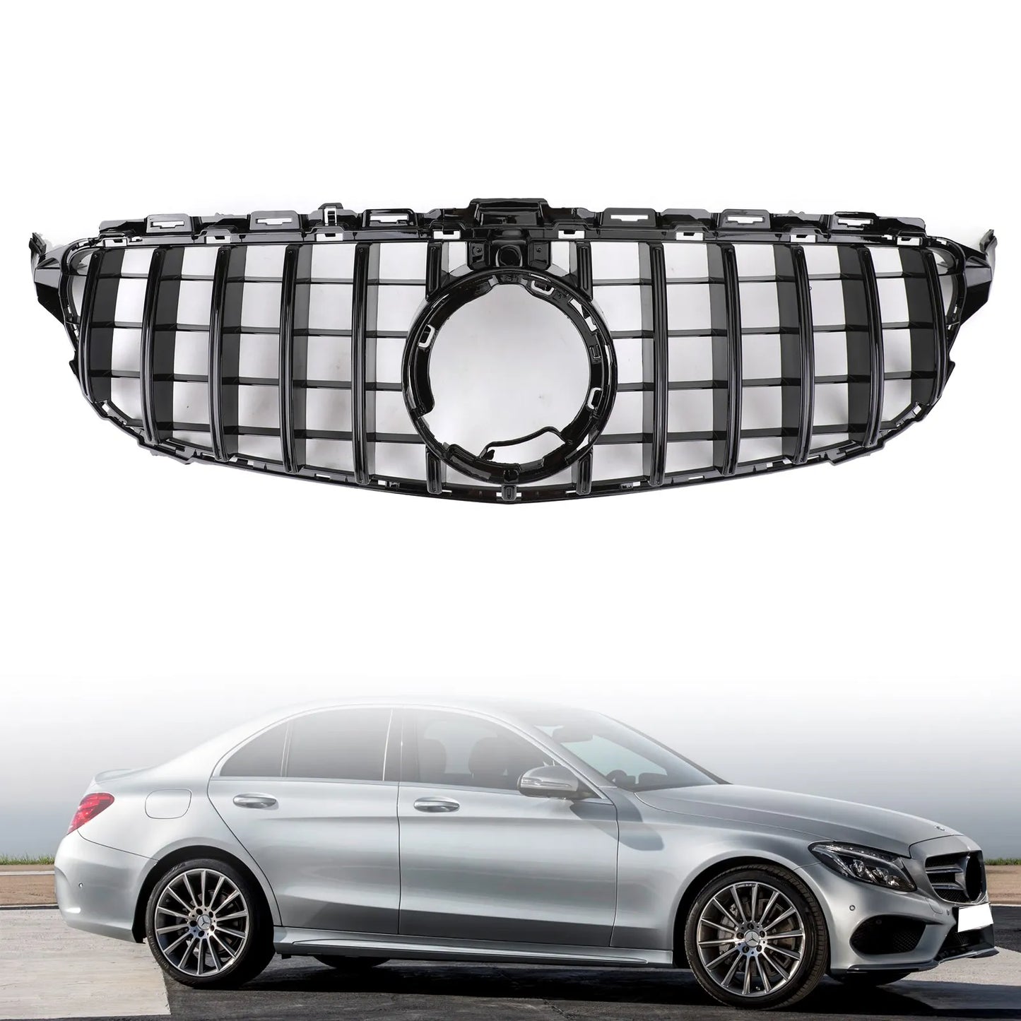 GTR Style Grill Grille W/Camera for Mercedes-Benz W20 W/Camera W205 C205 A205 AMG 2019 With Logo
