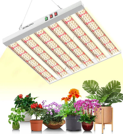 JideTech LED Grow Light 200W with Full Spectrum Veg & Bloom Dimmer Timer -Coverage Sunlike Grow Lamps for Indoor Plants