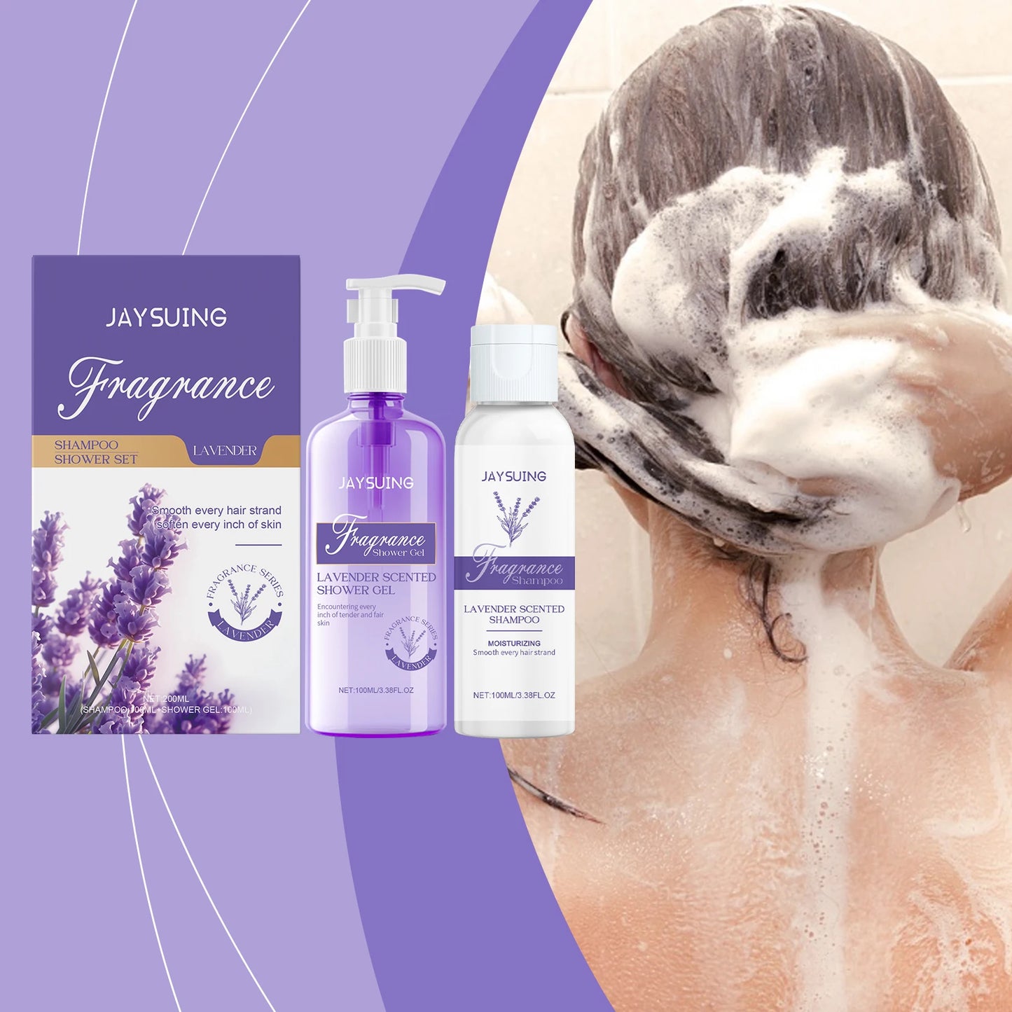 Jaysuing Lavender Shampoo & Shower Set Gently Cleans And Moisturizes Body, Skin And Scalp