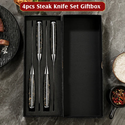 Amber Professional Carbon Fiber Handle 67layers VG10 Damascus Steel Bread Paring Boning Butcher Cleaver Knife Set with Sharpener