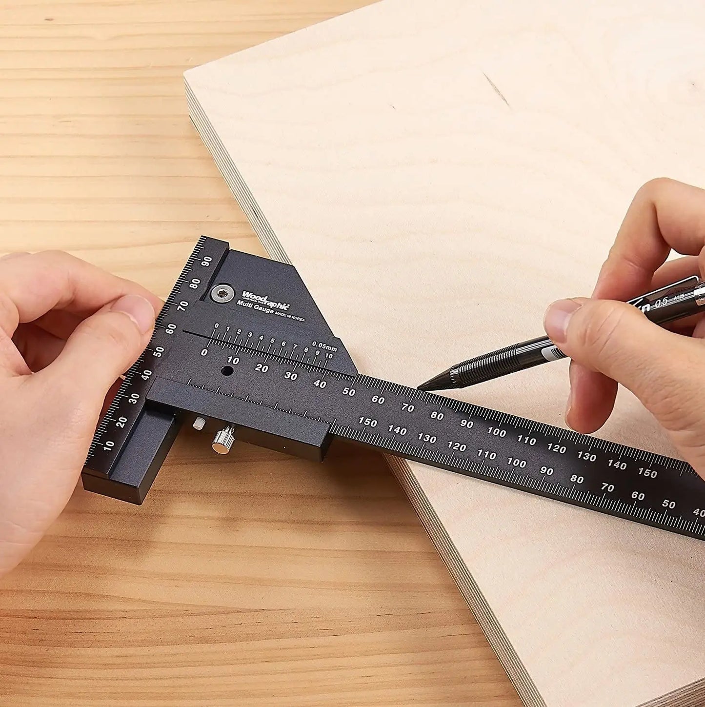 L-HT161 Multi Woodworking Sliding Gauge Aluminum Alloy Scribe Ruler Depth Gauge T-Square Scribing Measuring Tools Marking Gauge