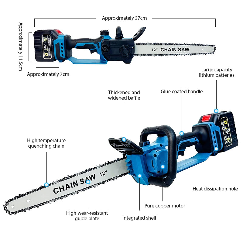 DTWA2-0055 Factory New Explosive 12-inch Garden Tree Chainsaw Portable Lithium Battery Chainsaw Wireless Electric Handsaw