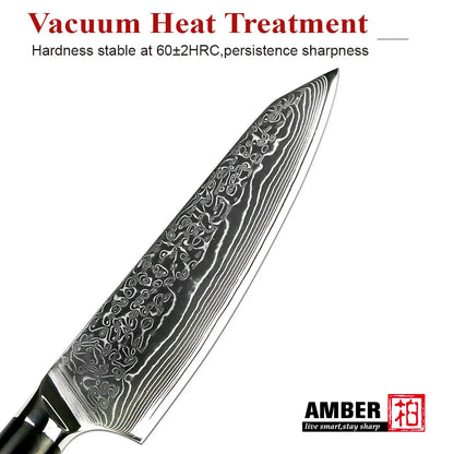 Professional 8 Piece Damascus Kitchen Knives Set VG 10 Steel Core 67 Layers with Black G10 Handle