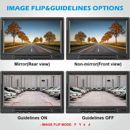 IPoster Digital Wireless Backup Camera Kit IP69 Waterproof Rear View Camera and 7in Split/Quad Screen with DVR