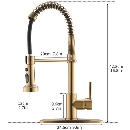 Single-Handle Contemporary Commercial Kitchen Tap Fast Delivery Brass Faucet Gold Metal Finish Ceramic Sink Faucet Spray Pull 1