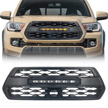 US Stock Front Grille With Led Off-Road Lights for 2016-2021 Toyota Tacoma- Matte Black
