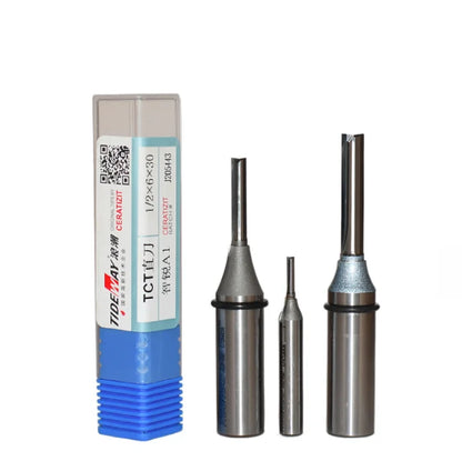 Tideway Industries Grade 1/4 1/2 Inch Shank 2 Flutes TCT Straight End Mill Woodworking Router Bit, diameter - 1/2*3*10