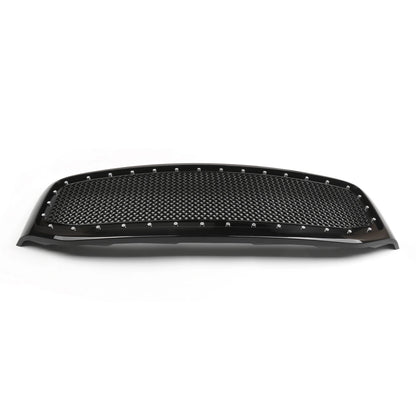 Areyourshop Black Mesh Style Front Hood Grille W/Chrome Rivet for Ram 1500/2500/3500 2006-2008 Models