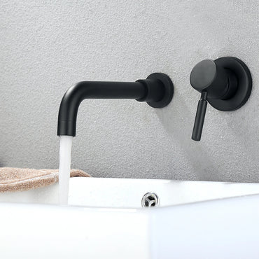 Wall Mounted Hot Cold Water Supply Matt Black Finish Brass Single Handle Wash Basin Mixer