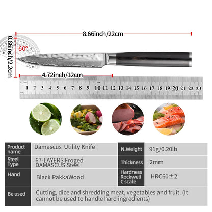 Directly Manufactured Company's Chef Fruit Carving Filleting Knife Custom Damascus Steel Non-Stick Pattern Blade Kitchen Knives