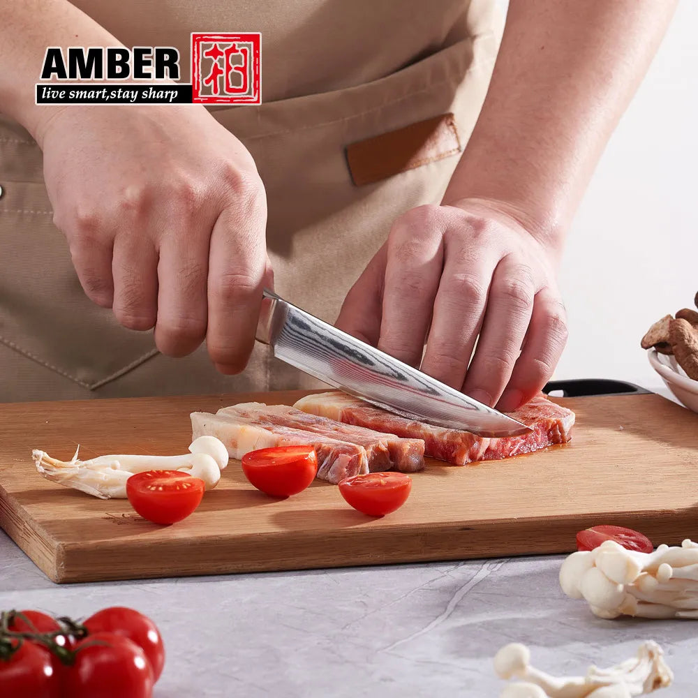 Original Design 5 Inch 67 Layers VG10 Damascus Steel Kitchen Knives Cutlery Restaurant Steak Beef Knife with Olive Wood Handle