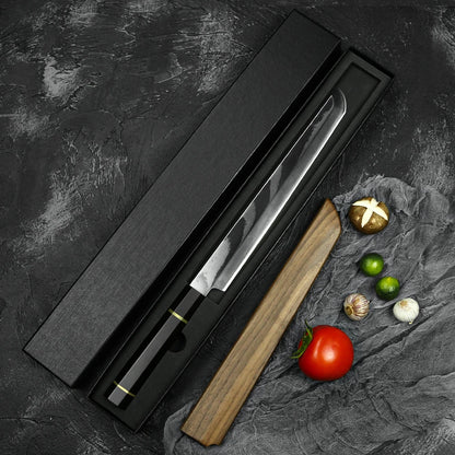 Super Quality Single Bevel VG10 Damascus Steel Fish Fillet Sashimi Sushi Knife with Buffalo Horn Wood Handle