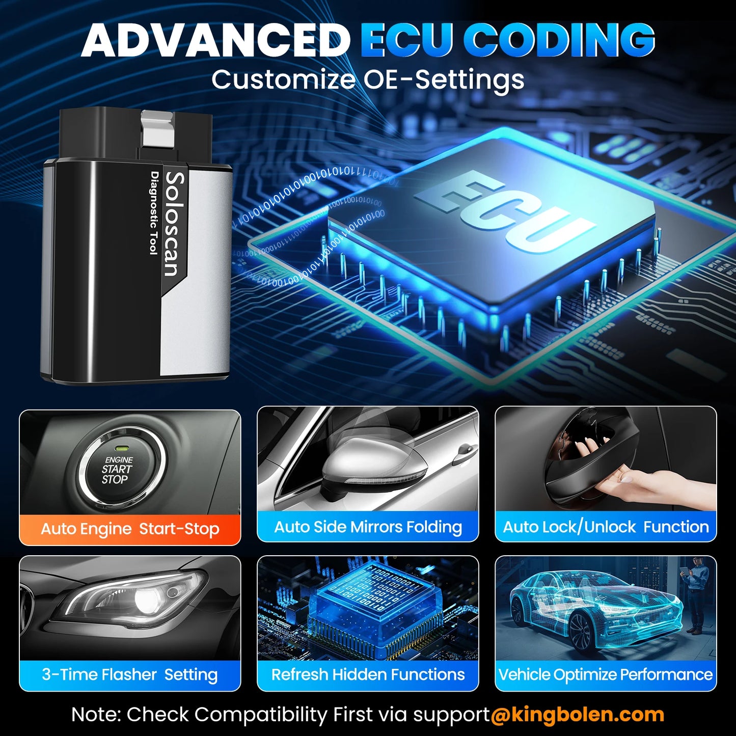 KINGBOLEN SOLOSCAN Auto Diagnostic Tools Full System Bidirectionnal ECU Coding Scanner Lifetime Free Update