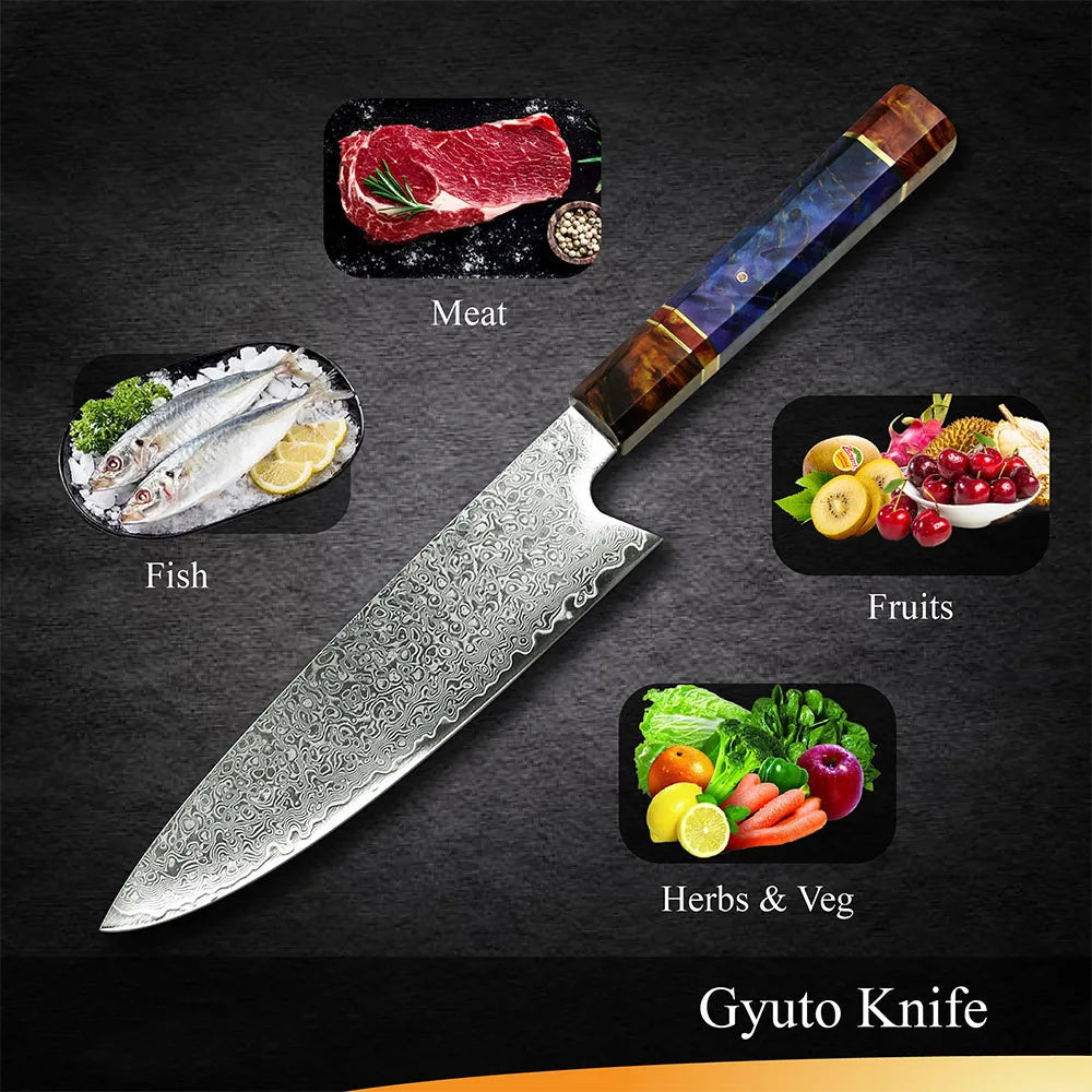 Hot Sale Factory Direct Price Stable Solidified Wood Handle Material Chef Gyuto Knife