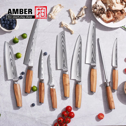 Original Design 5 Inch 67 Layers VG10 Damascus Steel Kitchen Knives Cutlery Restaurant Steak Beef Knife with Olive Wood Handle