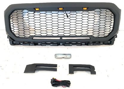 2021Matte Black Front Grill Raptor Style W/LED Amber Fit for Ford F150