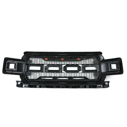 Honeycomb Grill Amber LED Raptor Style Grill Grille for Ford F150 F-150 2018 2019 2020 With Logo