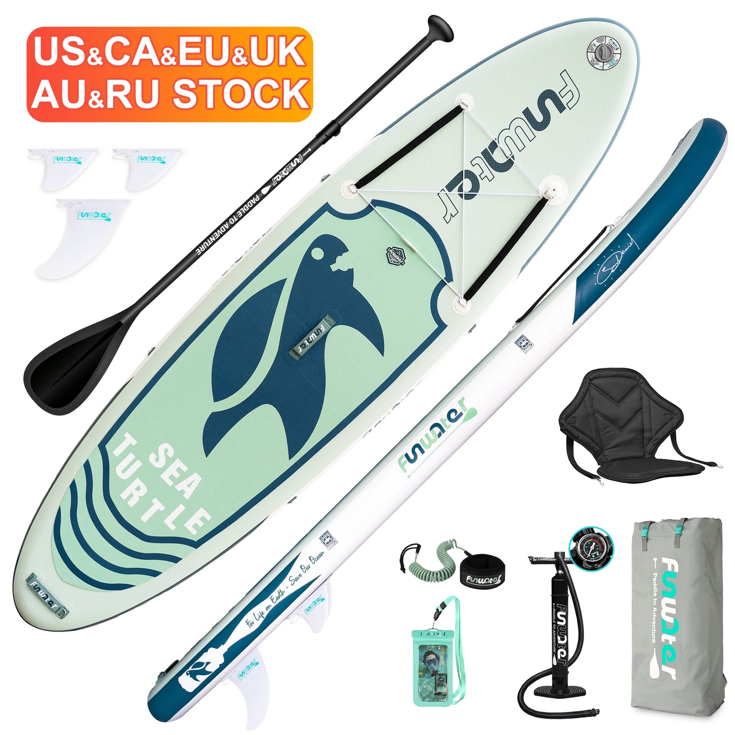 FUNWATER Dropshipping OEM 10'6 Green sup Paddle Board Wholesale Sub Inflatable sup Board Watersport Paddle Subboard Paddlesurf