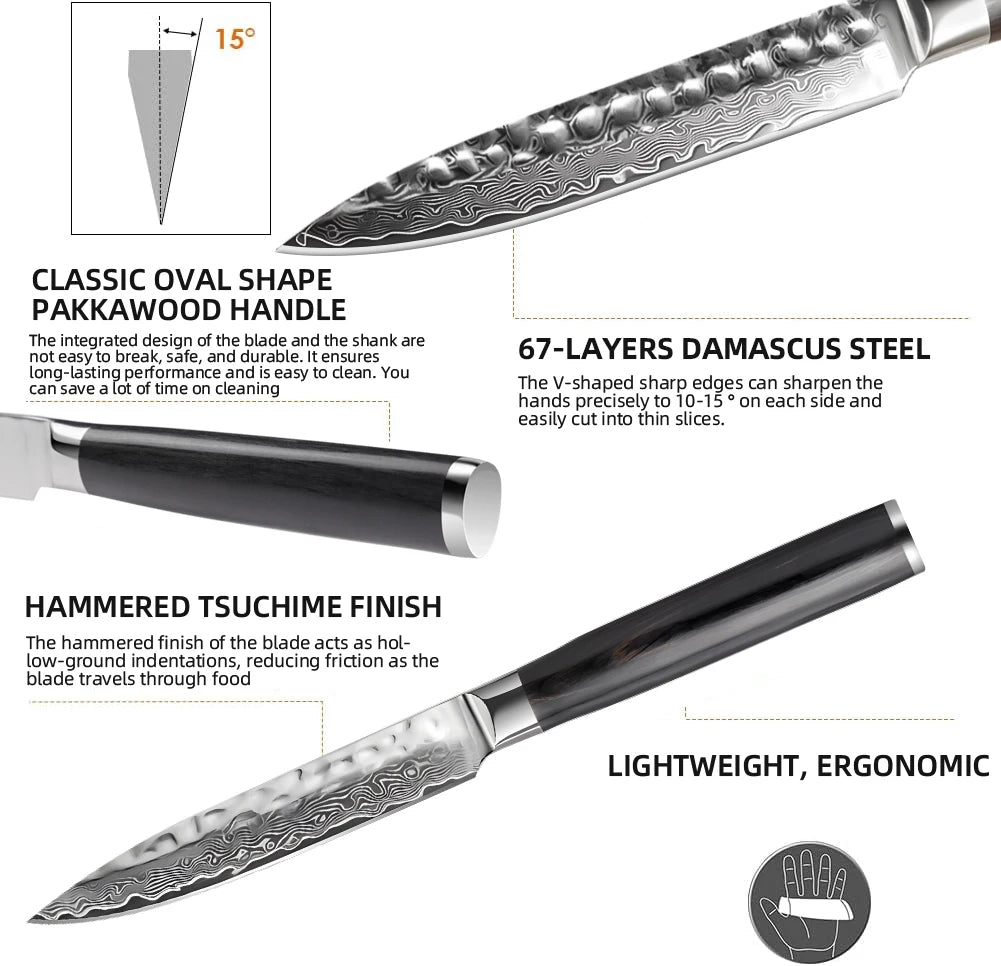 Directly Manufactured Company's Chef Fruit Carving Filleting Knife Custom Damascus Steel Non-Stick Pattern Blade Kitchen Knives