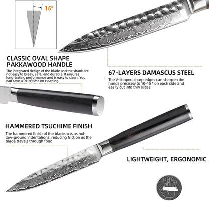 Directly Manufactured Company's Chef Fruit Carving Filleting Knife Custom Damascus Steel Non-Stick Pattern Blade Kitchen Knives