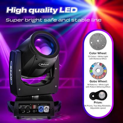 U King US Warehouse Delivery 230W 7R 14 Gobo 16 Prisms Moving Head Stage Light RGB DMX for KTV DJ Disco Party Moving Head Lights