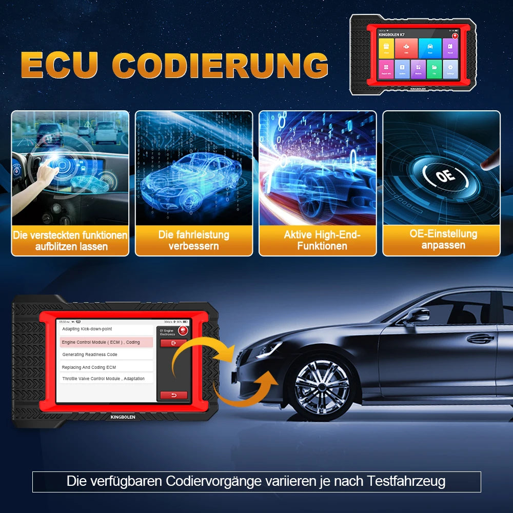 2025 Ver Kingbolen K7 Car Scanner Obd2 ALL System ECU Coding Active Test AF Reset 28 Resets Escaner Automotriz Profesiona