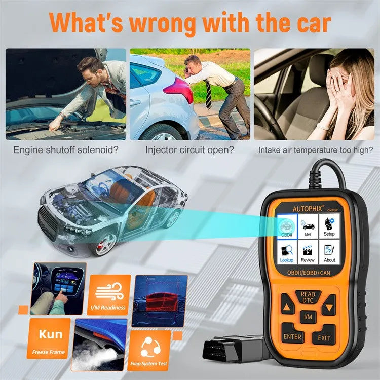 Autophix Om126P 2025 New Release English Language OBD2 Code Reader Latest Software Version for Car Engine Diagnostics for