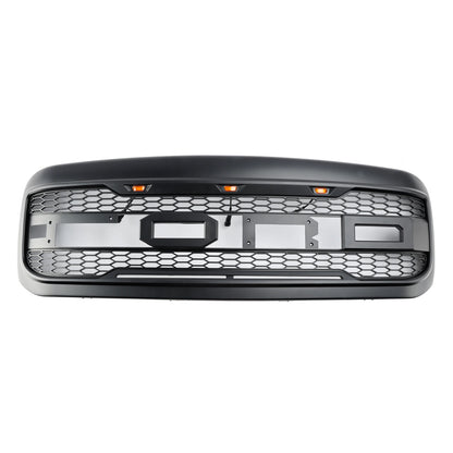 1999-2004 F250 F350 F450 F550 Excursion for Ford Raptor Style Grill Replacement Super Duty Black with Letter