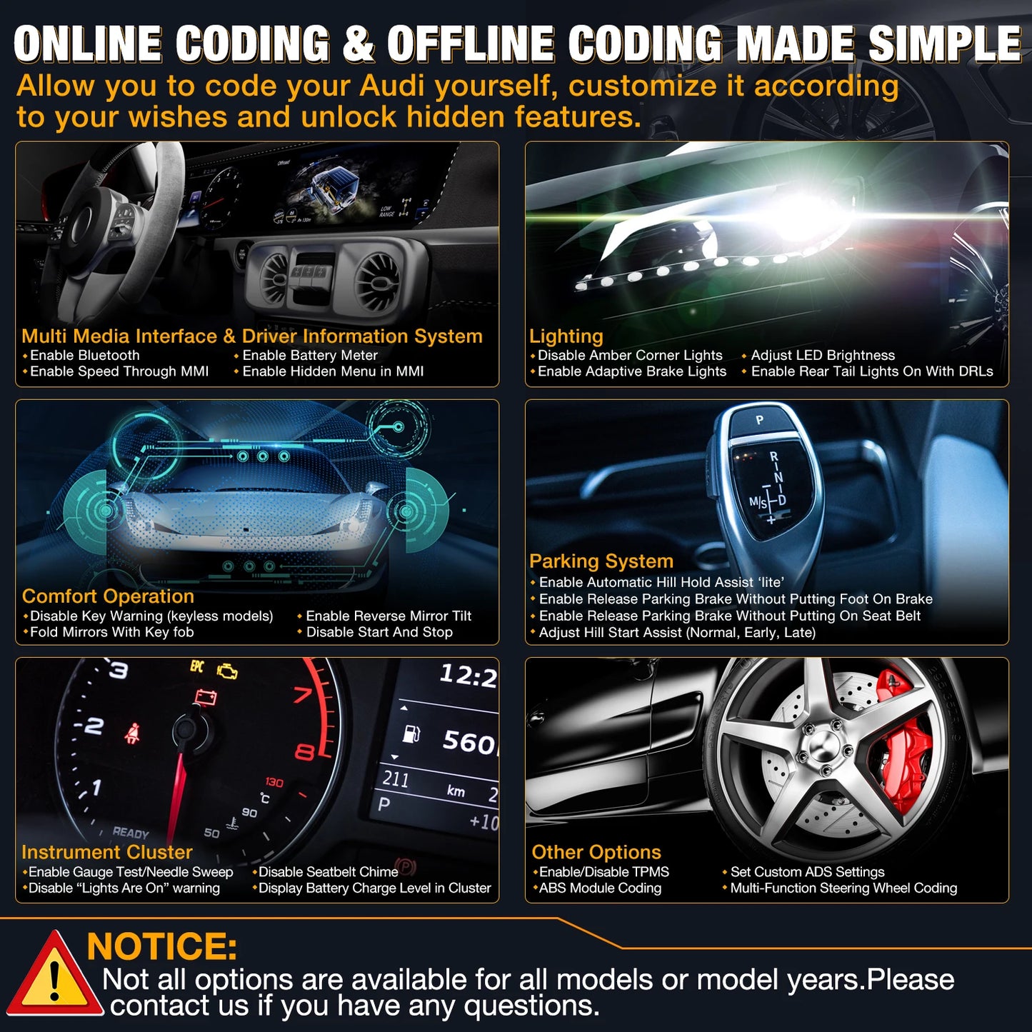 2025Creader Elite Full System CAR Obd Code Reader Scanner ELM327 OBD2 Automotriz Diagnostic Tool for Audi