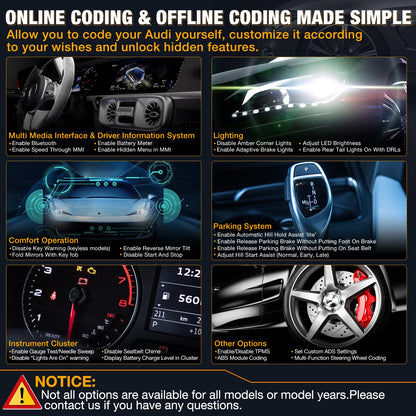 2025Creader Elite Full System CAR Obd Code Reader Scanner ELM327 OBD2 Automotriz Diagnostic Tool for Audi