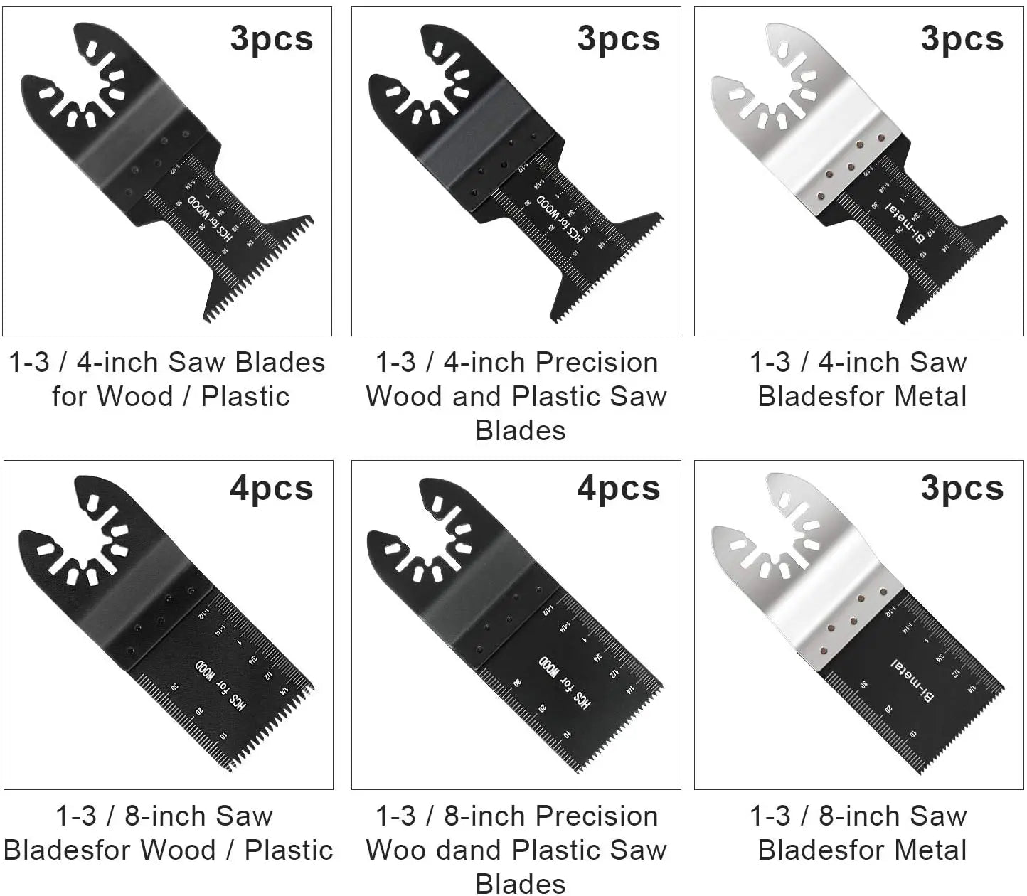 Professional Quick Release 20pcs Pack Multi Tool Oscillating Multitool Saw Blades Set for Cutting Wood, Plastic and Metal