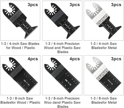 Professional Quick Release 20pcs Pack Multi Tool Oscillating Multitool Saw Blades Set for Cutting Wood, Plastic and Metal