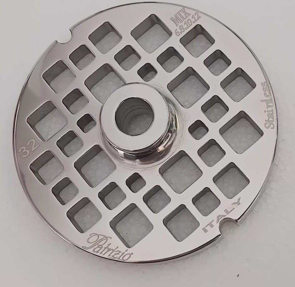 PIASTRA INOX PER TRITACARNE FAPATOOLS  MOD. 32 FORI QUADRI MIX Q6-8-10-12  mm