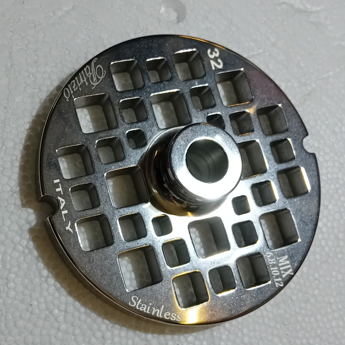 PIASTRA INOX PER TRITACARNE FAPATOOLS  MOD. 32 FORI QUADRI MIX Q6-8-10-12  mm