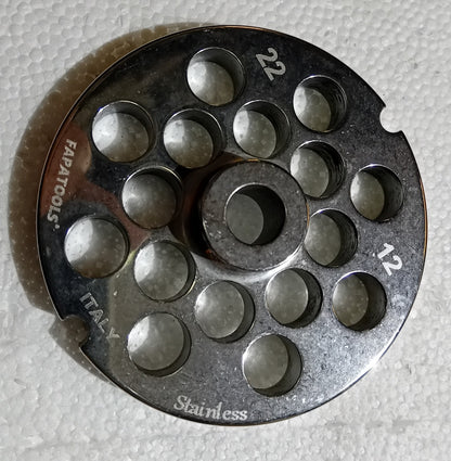 PIASTRA INOX PER TRITACARNE FAPATOOLS  MOD. 22 FORO DA 12 mm
