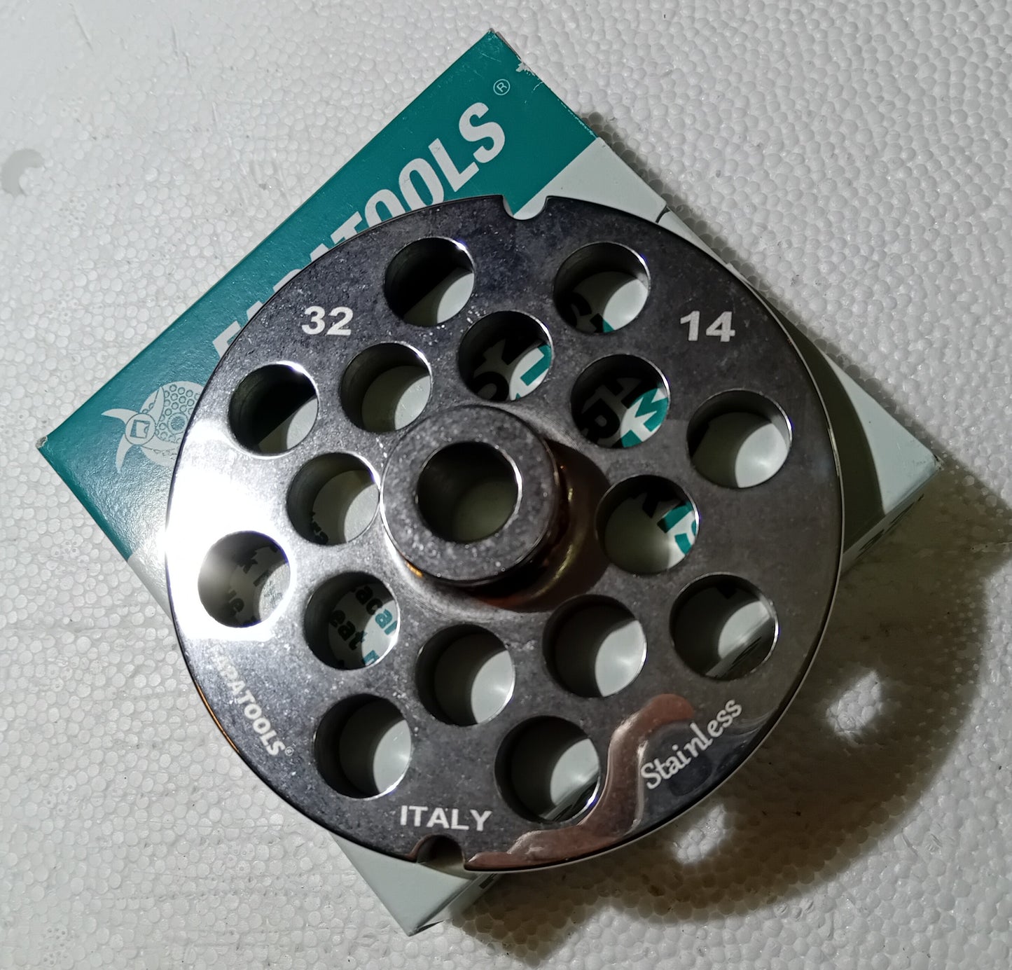 PIASTRA INOX PER TRITACARNE FAPATOOLS  MOD. 22 FORO DA 14 mm