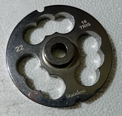 PIASTRA INOX PER TRITACARNE FAPATOOLS  MOD. 22  TRIS FORO DA 18 mm